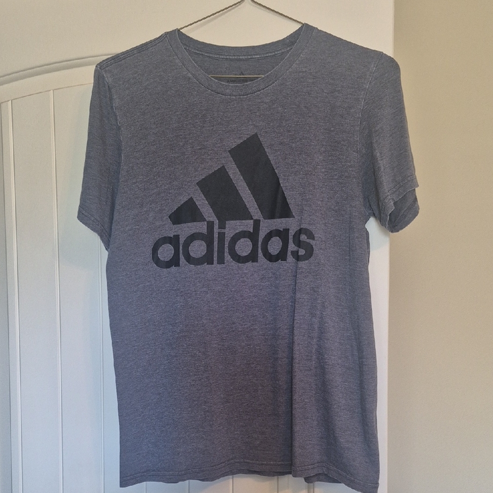 adidas Heather Gray Tee with Black Logo